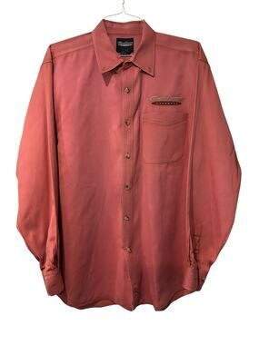 Vtg Cowboy Hardware Western Shirt Coral 100% Cotton Rodeo USA Mens Med Rustic